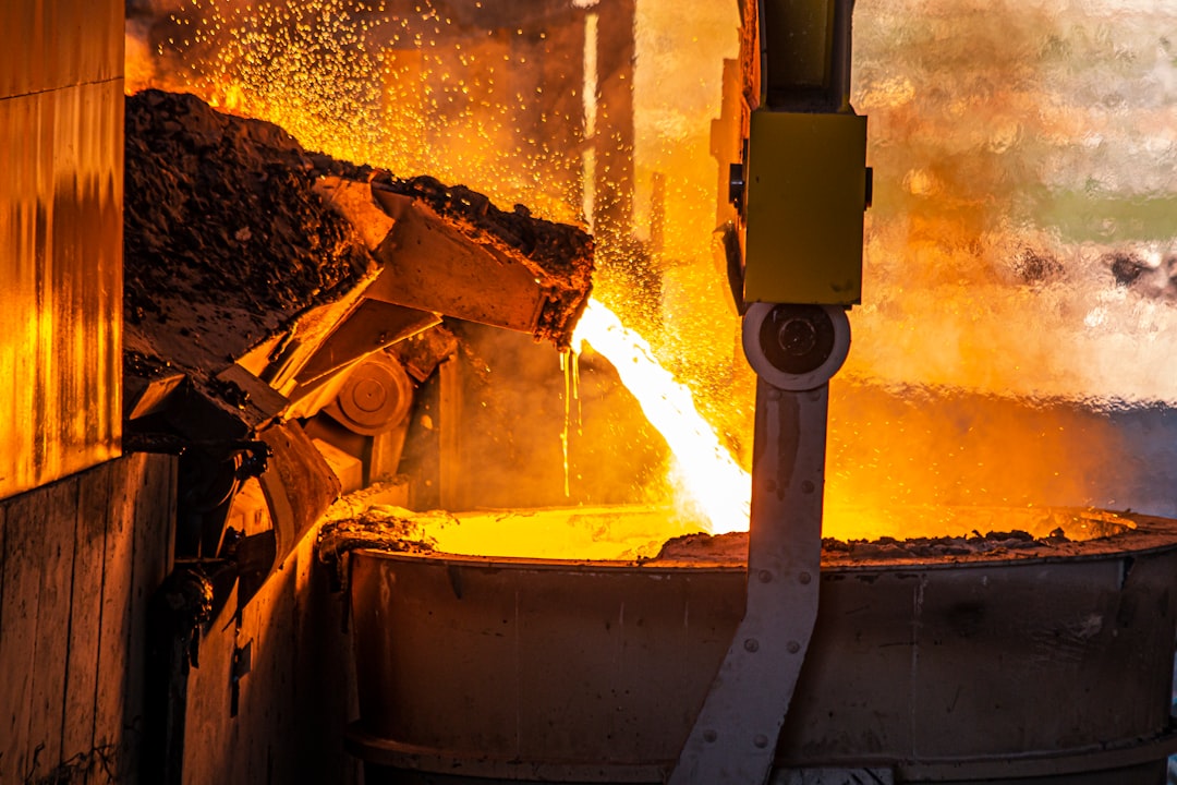 Steel Mill Molten Metal Pouring Furnace Sparks 7328