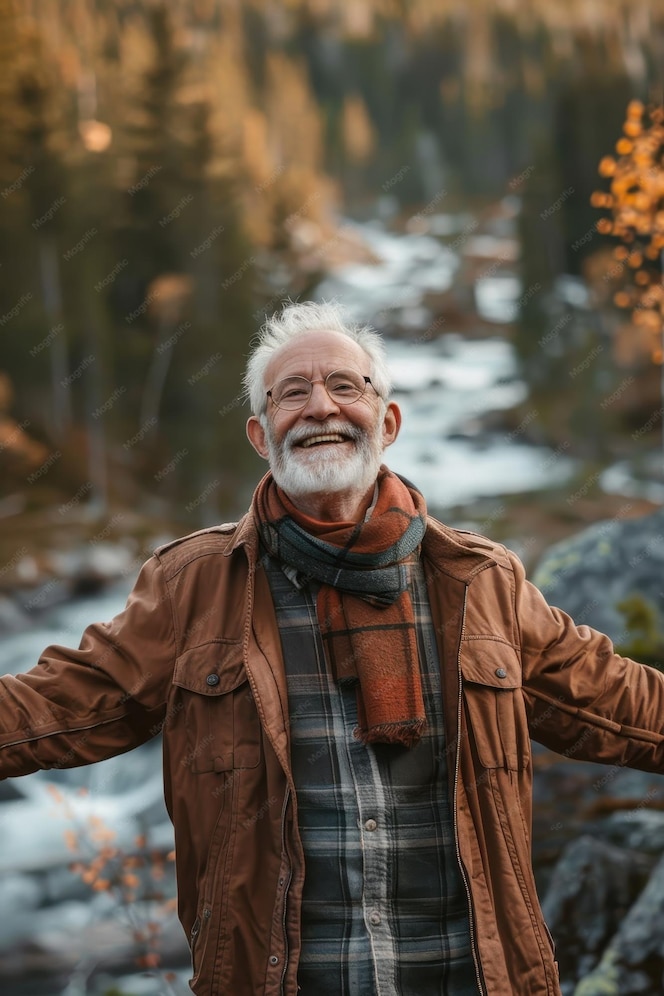 Senior Man Portrait Outdoor Nature Background 876b